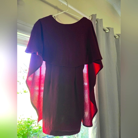 Lulus Dresses & Skirts - Best Is Yet To Come Lulus Burgundy Open Back Cape Dress